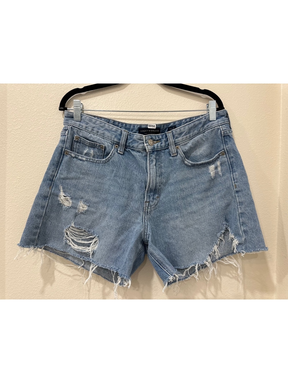 Lucky Brand High Waisted Women's Distressed Light Wash Denim Shorts Size 10
